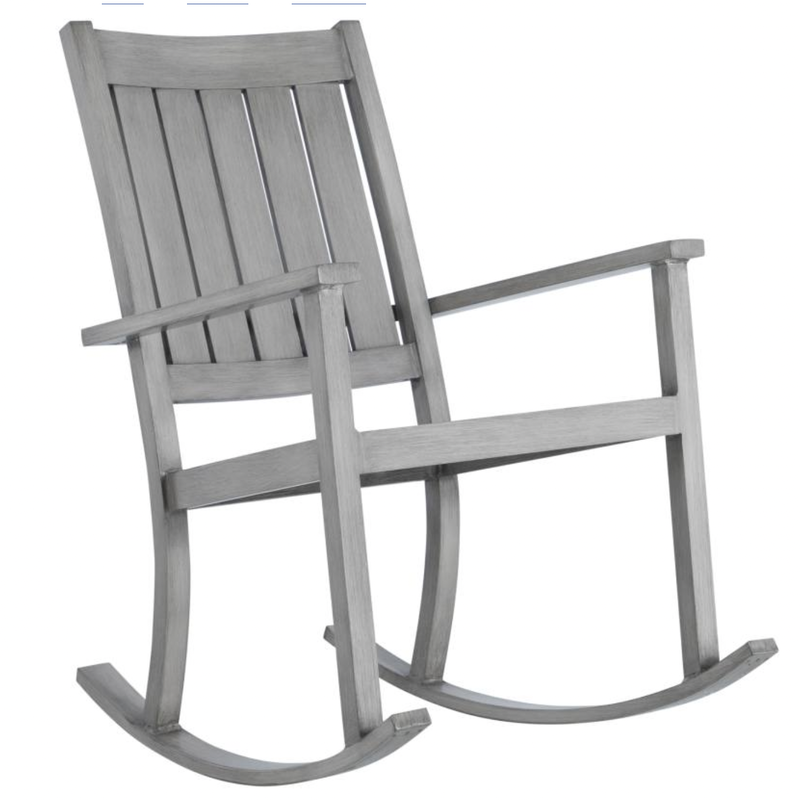 Summer Classics CLUB ALUMINUM SLATTED ROCKER FRENCH LINEN with CROQUET ROCKER CUSHION  in WISTERIA IVY