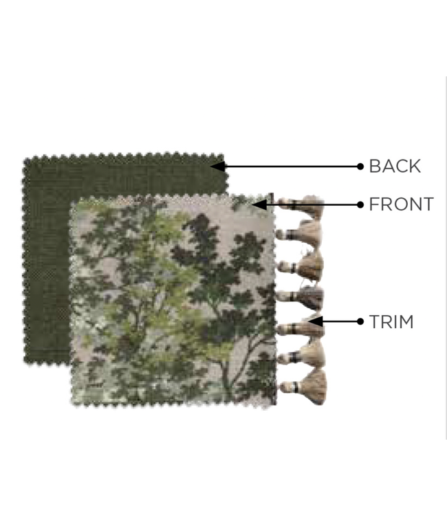 Pillow THICKET IVY 12X20 FEATHER FILL - WITH BREEZY FOREST BACK, SHADES OF GREY TASSEL