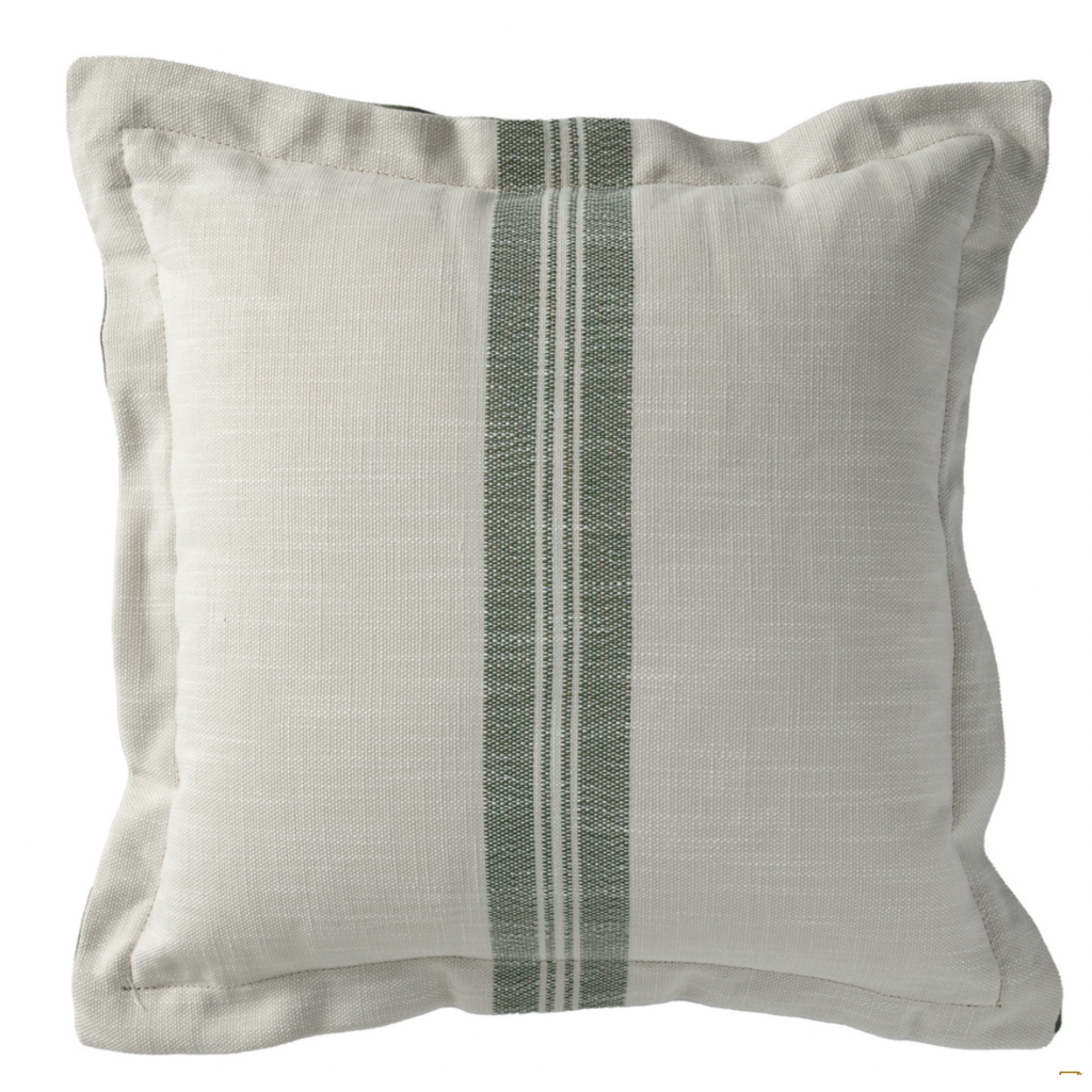 Summer Classics Pillow - Classic Stripe Forest 22x22 Front & Back and Double Flange with Linen Forest Interior