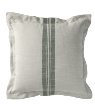 Summer Classics Pillow - Classic Stripe Grey 22x22 Front & Back and Double Flange with Linen Forest Interior