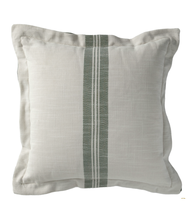 Summer Classics Pillow - Classic Stripe Forest 22x22 Front & Back and Double Flange with Linen Forest Interior