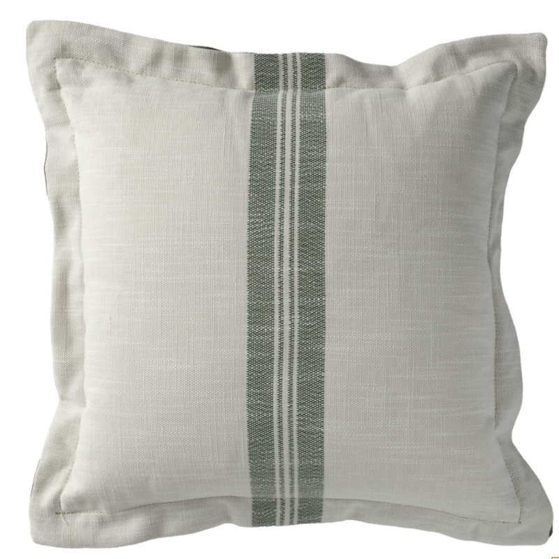 Summer Classics Pillow - Classic Stripe Forest 22x22 Front & Back and Double Flange with Linen Forest Interior