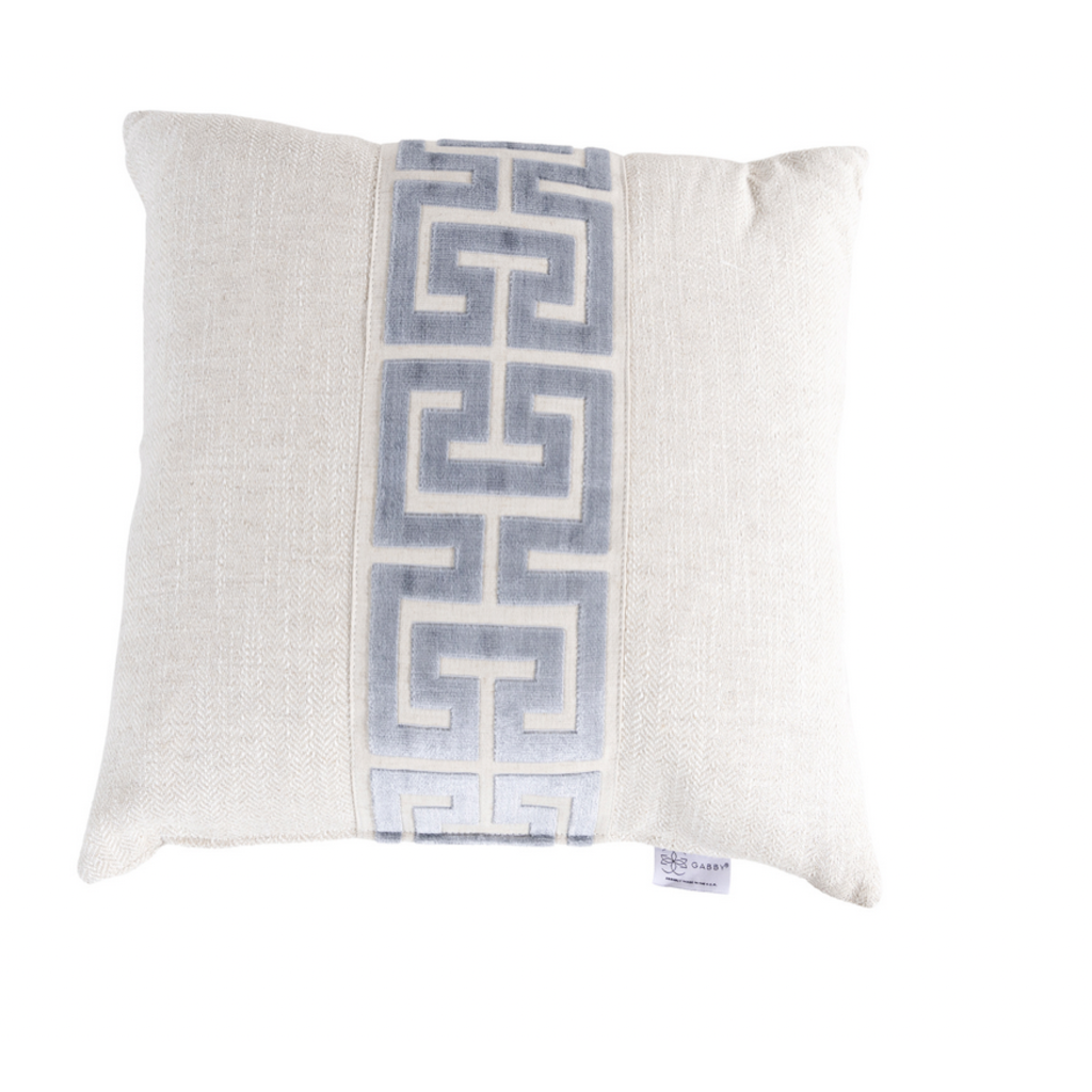 Pillow - indoor HANOI IVORY WITH WIDE KEY TAPE 20X20 FEATHER HANOI IVORY FACE AND BACK WITH WIDE KEY SKY TAPE