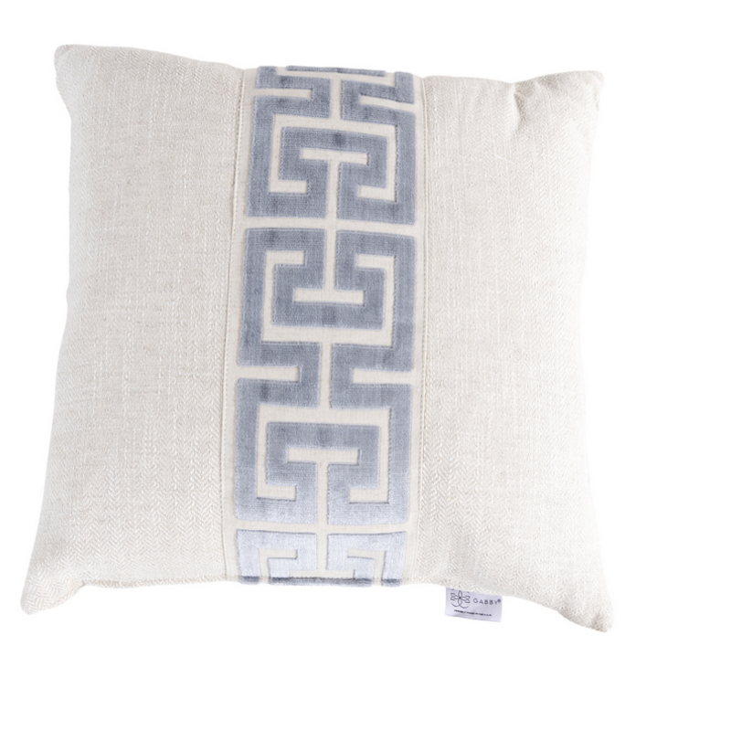 Pillow - indoor HANOI IVORY WITH WIDE KEY TAPE 20X20 FEATHER HANOI IVORY FACE AND BACK WITH WIDE KEY SKY TAPE
