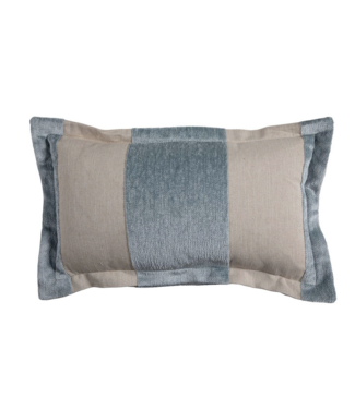 Pillow - Wide Stripe Chenille Mist 26x26 Feather Insert , Back With Breezy Linen Double Flange
