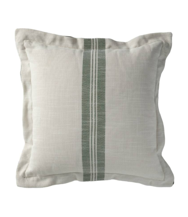 Summer Classics Pillow - Classic Stripe Grey 22x22 Front & Back and Double Flange with Linen Forest Interior