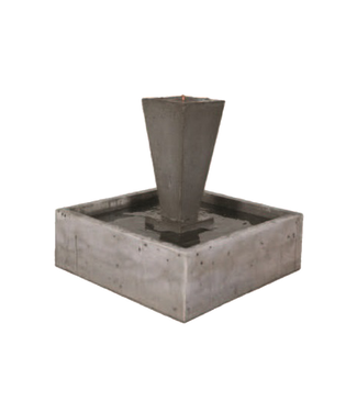 TAPERED PILLAR FTN blanc= PIPED  & 36" SQ BASIN w/WIRECHANNEL