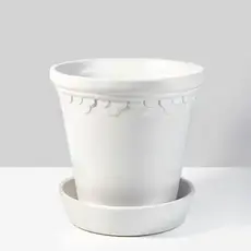 6 ½in Marble Relief Ceramic Pot & Saucer