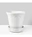 6in Marble Relief Ceramic Pot & Saucer