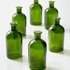 Dark Green Medicine Bottle Bud Vase