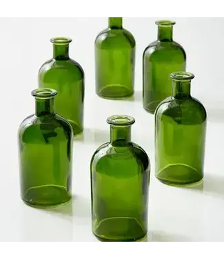 Dark Green Medicine Bottle Bud Vase