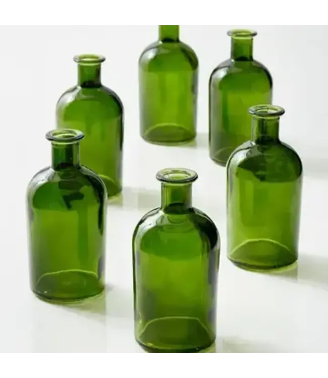 Dark Green Medicine Bottle Bud Vase