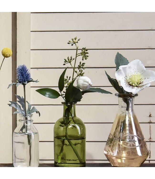 Dark Green Medicine Bottle Bud Vase