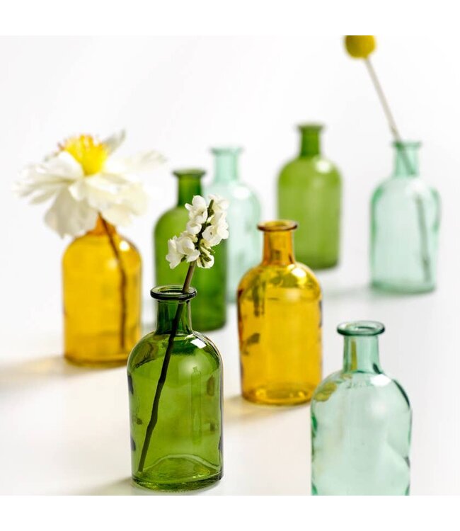 Dark Green Medicine Bottle Bud Vase