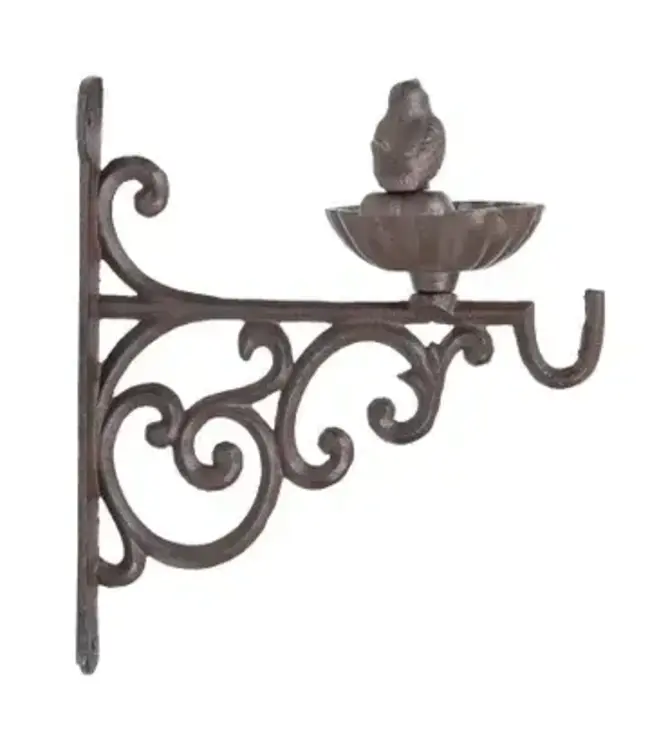 Bird Feeder w/Bracket, Cast Iron, Antique Brown - Small