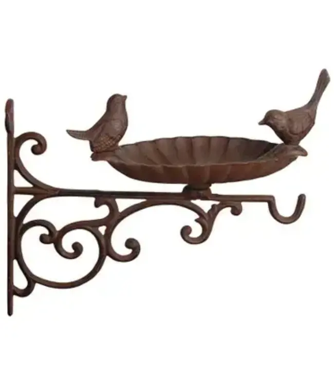 Bird Feeder w/Bracket, Cast Iron, Antique Brown - Small