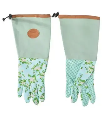 Rose Print Long Garden Gloves, Polyester/Cotton