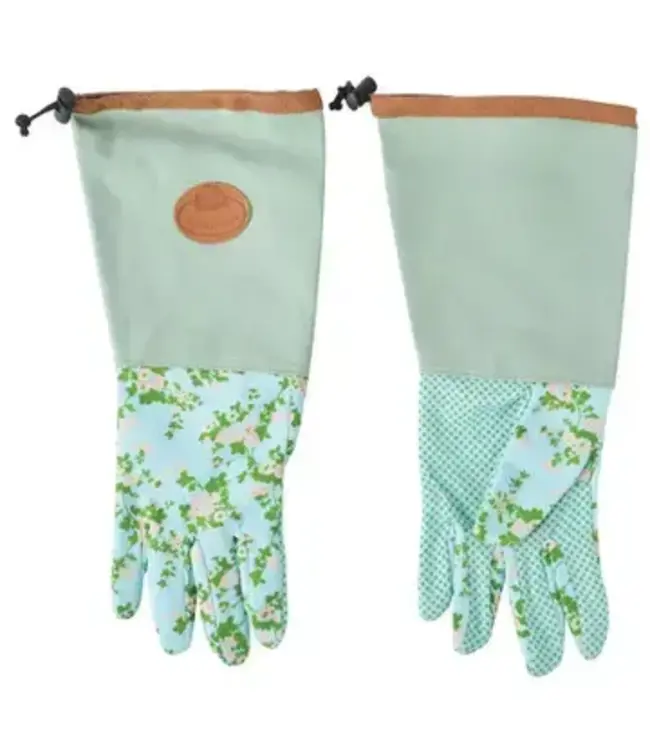 Rose Print Long Garden Gloves, Polyester/Cotton