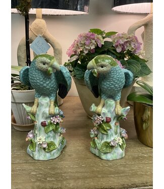 Pair of parrots, green/blue