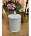 8" Fine porcelain box, crackle light blue gray