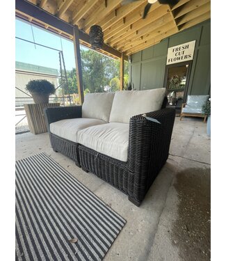 Summer Classics RUSTIC WOVEN SECTIONAL Left & Right  BLACK WALNUT (WM) with LINEN DOVE cushions