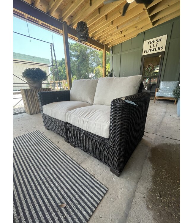 Summer Classics RUSTIC WOVEN SECTIONAL Left & Right  BLACK WALNUT (WM) with LINEN DOVE cushions