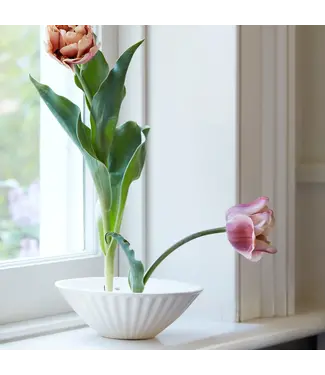 Ceramic Pleated Flower Frog Vase