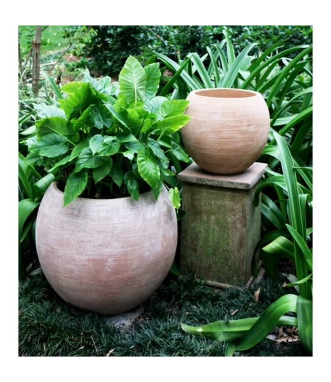 Tall Cercle Planter S/2~20"H x 22"W Vietnamese Unglazed