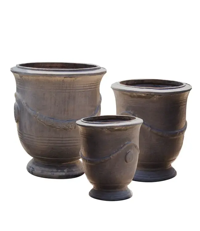Anamese Garden + Home Glazed French Urn - XL / GRAPHITE