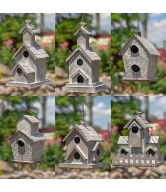 Assorted Style Hanging Galvanized Birdhouses