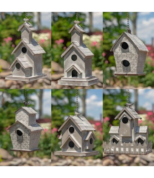 Assorted Style Hanging Galvanized Birdhouses