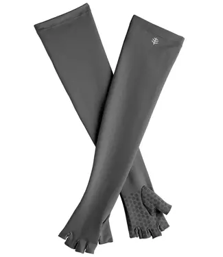 Unisex Perpetua UV Long Fingerless Sun Gloves UPF 50+ (Charcoal) Small