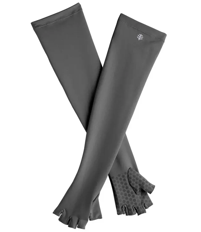 Unisex Perpetua UV Long Fingerless Sun Gloves UPF 50+ (Charcoal) Small