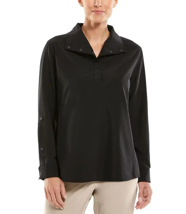 Women's Catona Funnel Neck Tunic Top UPF 50+ (Black) XXS