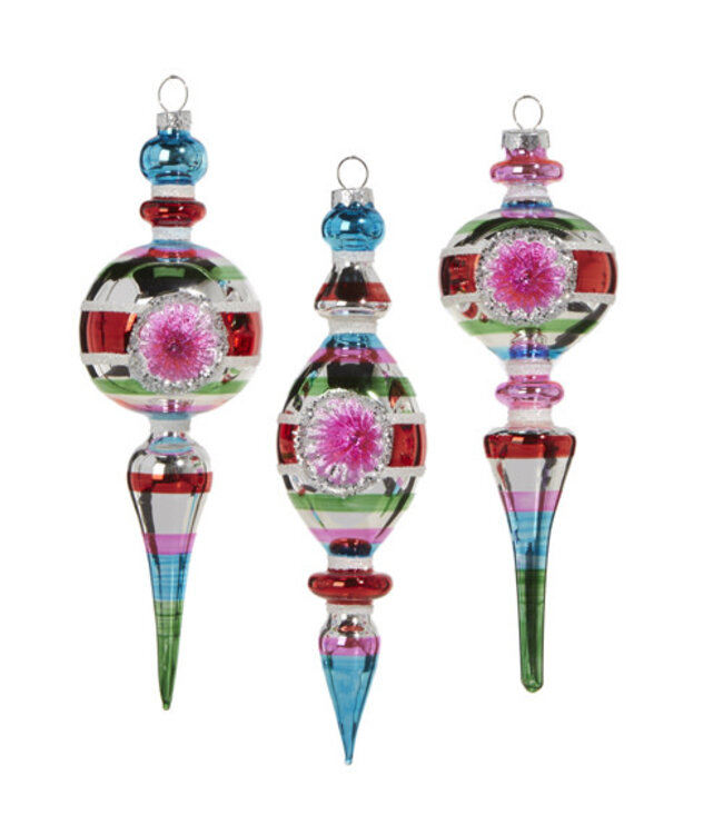 8.5" Striped Vintage Finial Ornament