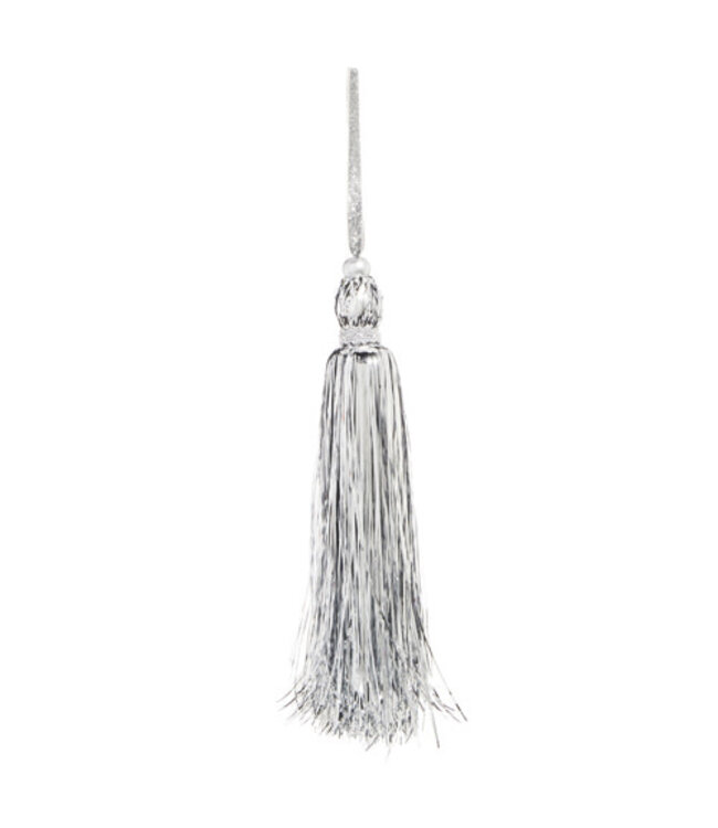 8.5" Silver Tinsel Tassel Ornament