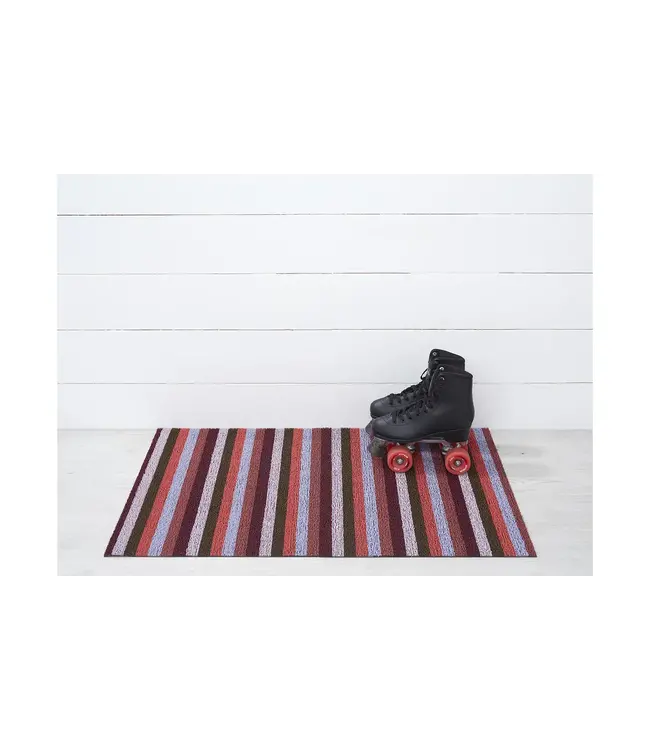 Chilewich Even Stripe Shag Utility 24x36 BERRY