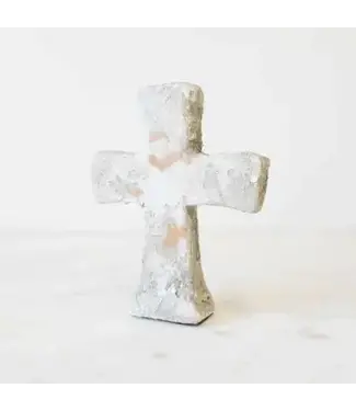 Jericho Cross Antique White 5"