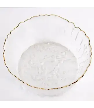 Marguerite Glass Serving Bowl Clear/Gold 8x3.5x8