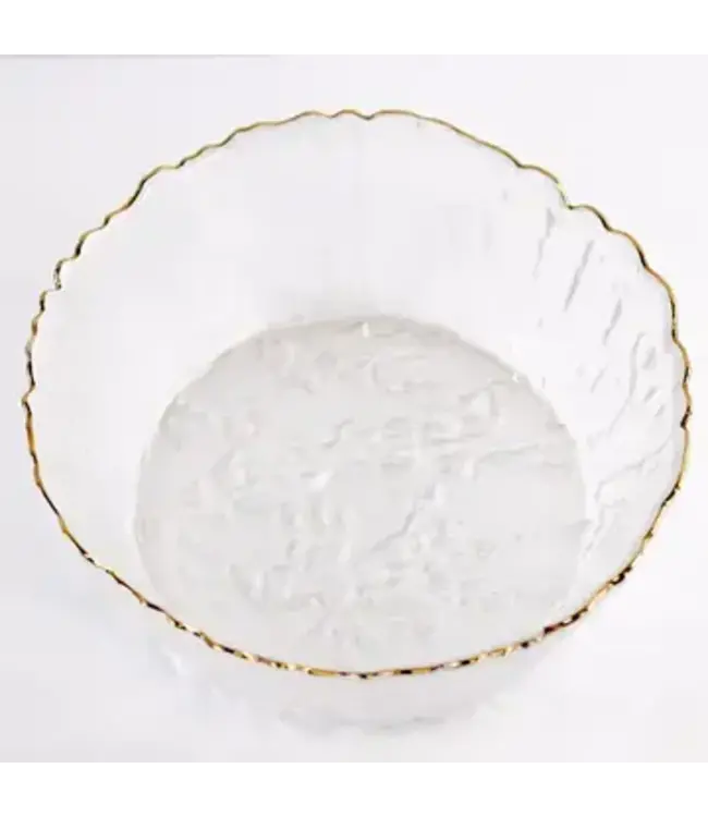 Marguerite Glass Serving Bowl Clear/Gold 8x3.5x8