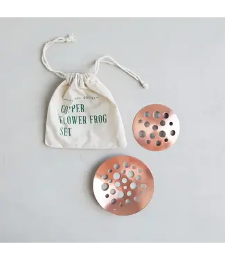 Copper Flower Frog Set, Small & Medium