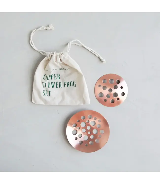 Copper Flower Frog Set, Small & Medium