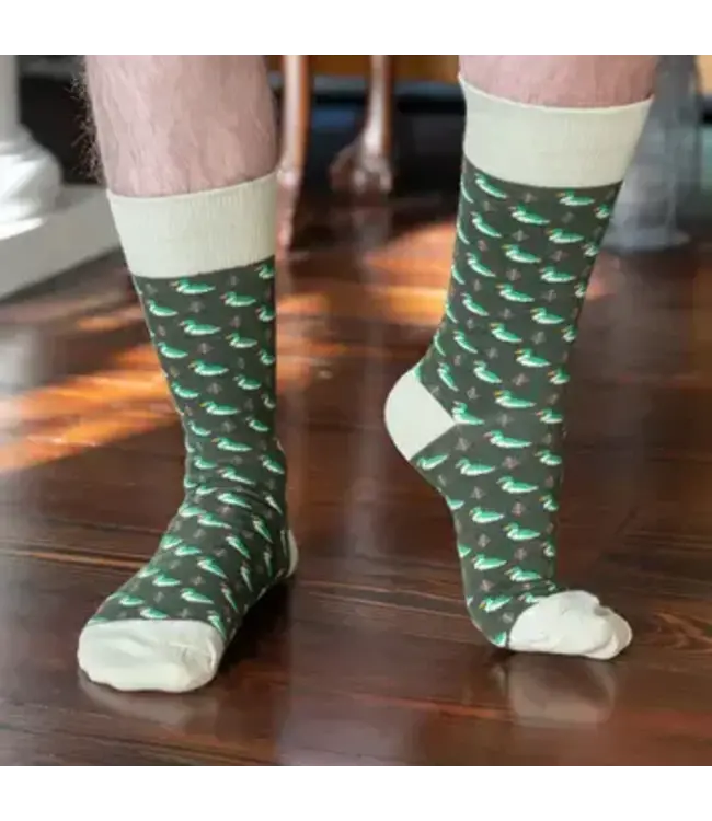 Men's Duck Socks Hunter Green/Taupe One Size