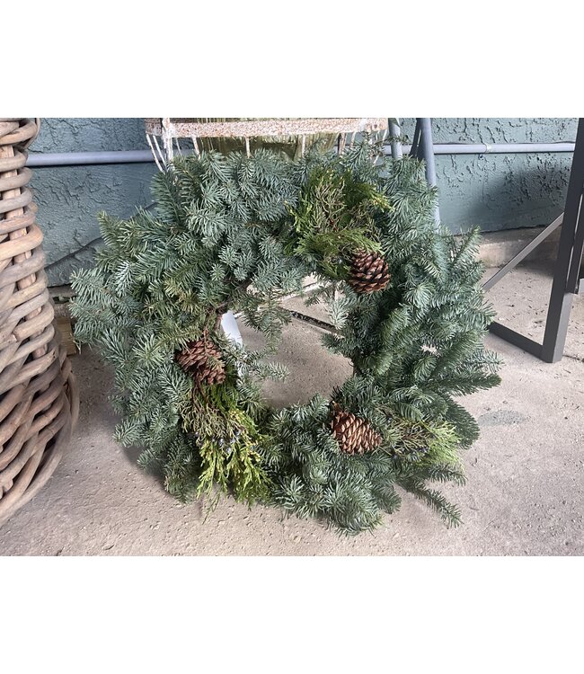 The Plant Shoppe Wreath -  24"Mixed W/Cones