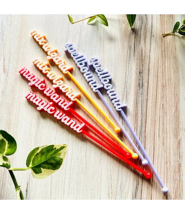 MixCraft Elixer Mixer Colorful Words Cocktail Stirrers (set of 6)