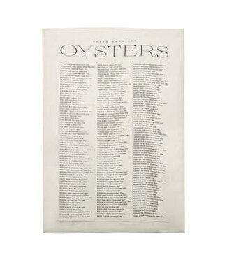 Oyster List Tea Towel, White