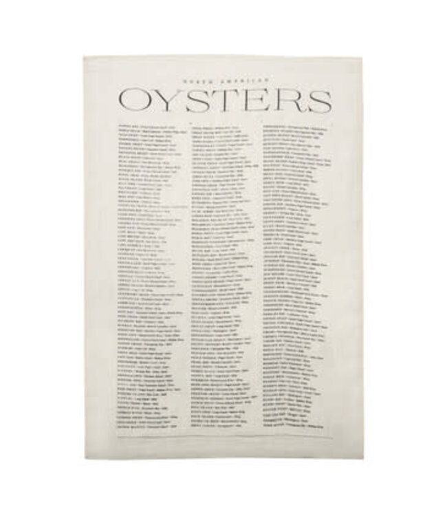 Oyster List Tea Towel, White