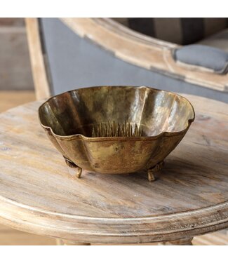 Antique Gold Bowl w/Needle Point Frog