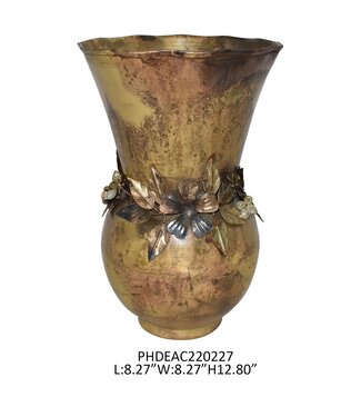 Jeweled Garland Antiqued Gold Large Vase