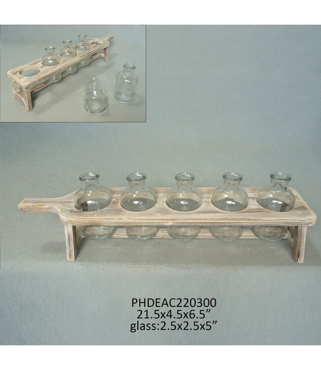 Board and Bottle Centerpiece W/Five Bottles